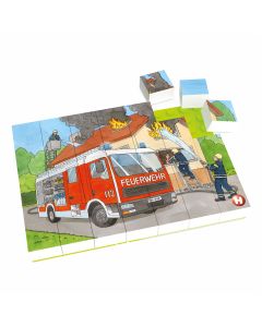 Hubelino - Puzzle enfant 35 pièces : Les pompiers à la rescousse !